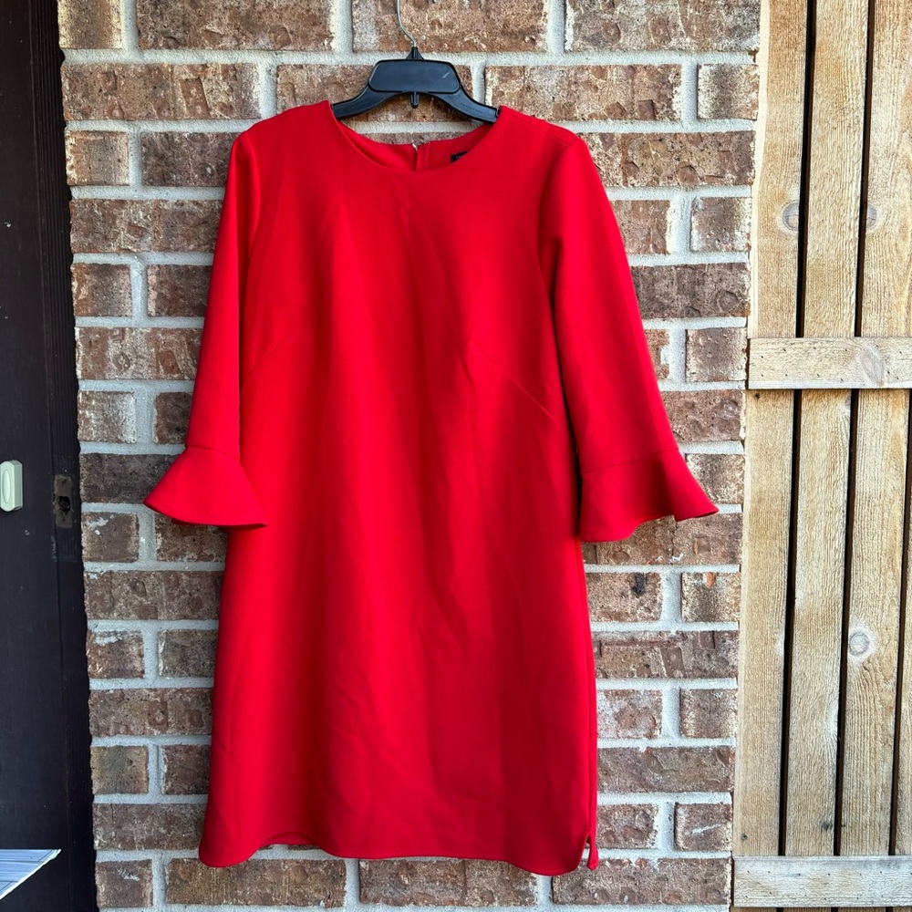 Ann Taylor Red Bell-Sleeve Shift Dress